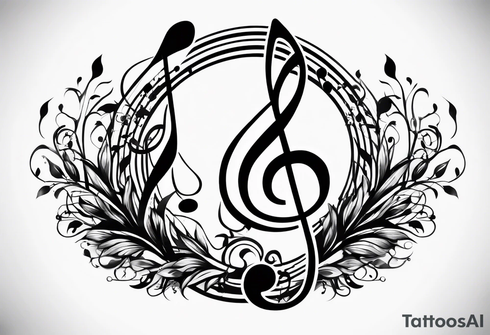 A music note in nature tattoo idea
