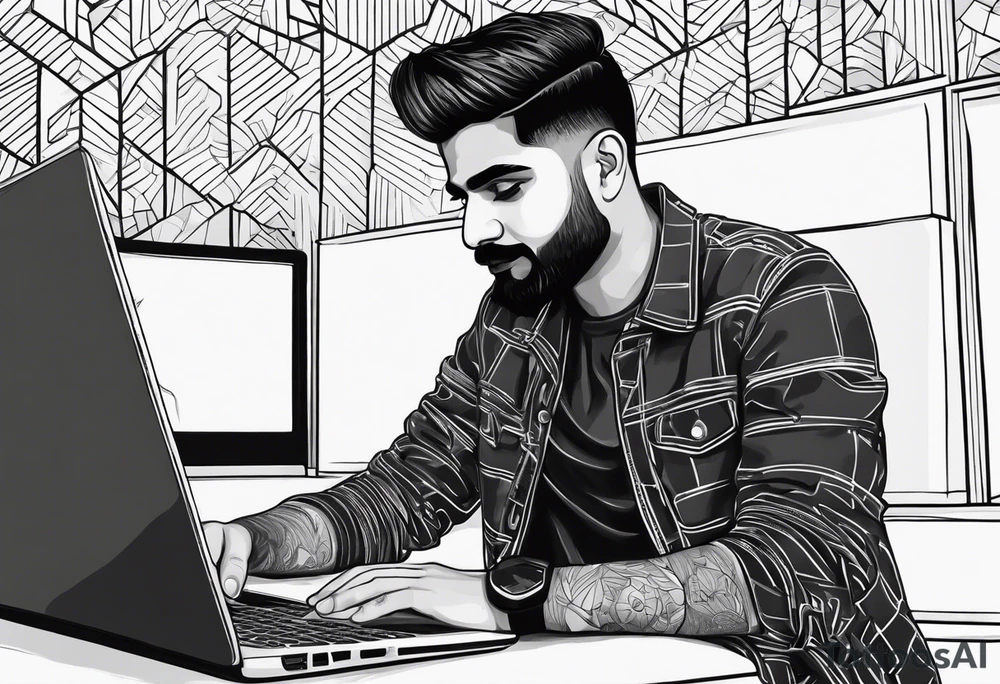 Babar Azam working with laptop tattoo idea