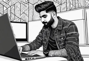 Babar Azam working with laptop tattoo idea