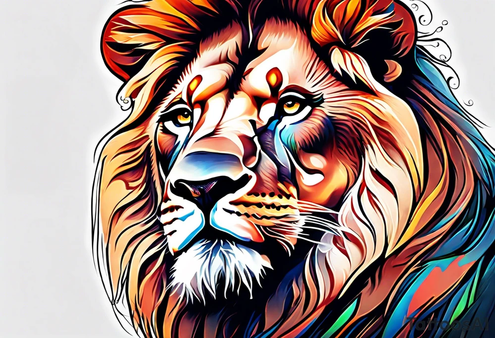 Leo symbol in the middle of lion and lioness tattoo idea