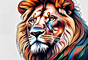 Leo symbol in the middle of lion and lioness tattoo idea