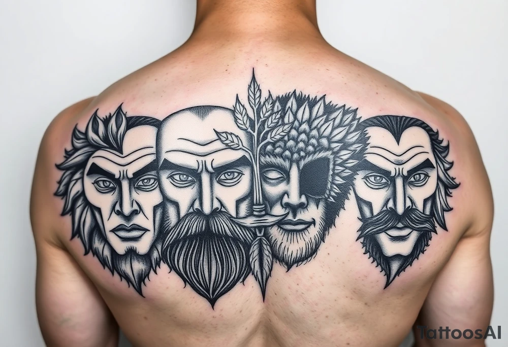 4 seasons represented in
 faces tattoo idea
