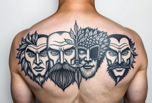 4 seasons represented in
 faces tattoo idea