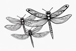 4 dragonflies flying together simple tattoo idea