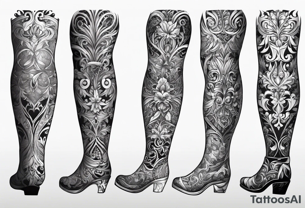 Filigree men’s leg tattoo tattoo idea