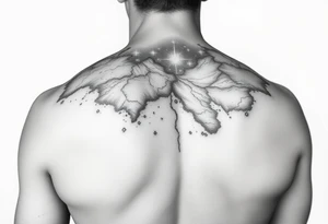 Beautiful and epic 3d milky way that appears to be what is beneath the skin. Make it drape over the shoulder and move to the middle back tattoo idea