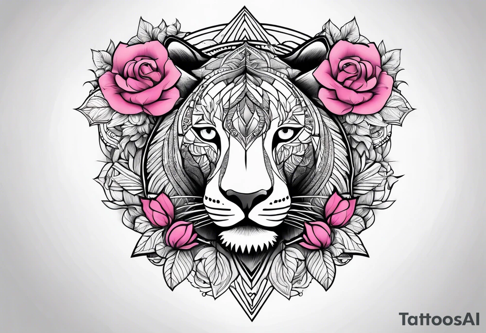 Leão de Judá com bússola e rosa dos ventos tattoo idea