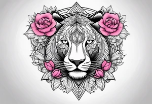 Leão de Judá com bússola e rosa dos ventos tattoo idea