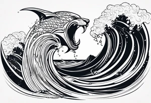 Poseidon steht in einer Welle im Meer tattoo idea