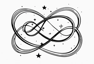 Small Infinity loop with stars tattoo idea