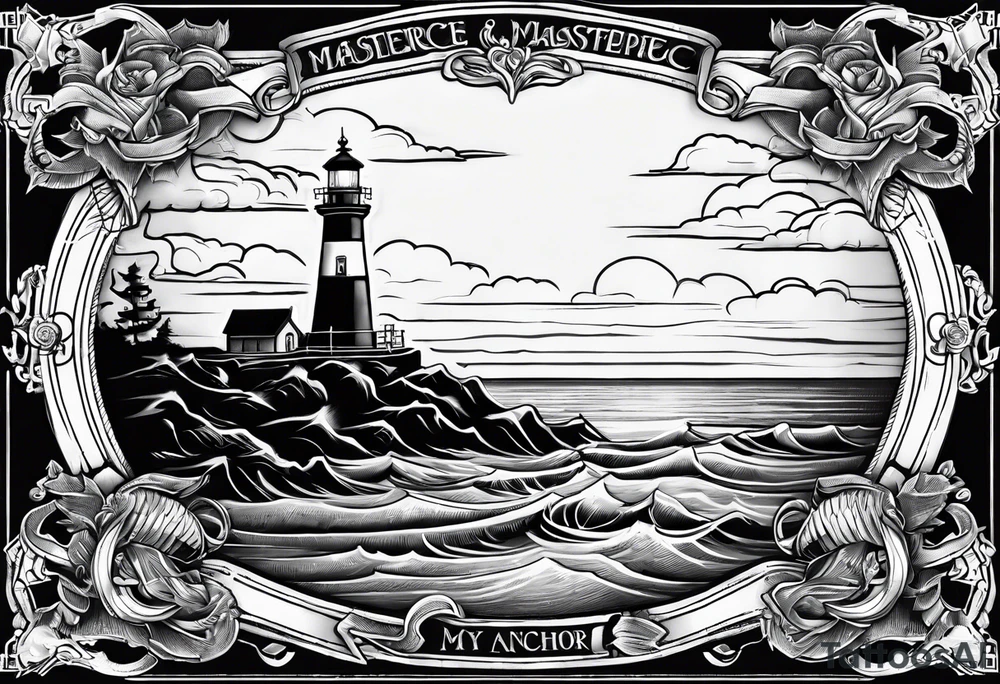 Lighthouse and anchor that says "my beacon, my anchor" tattoo idea