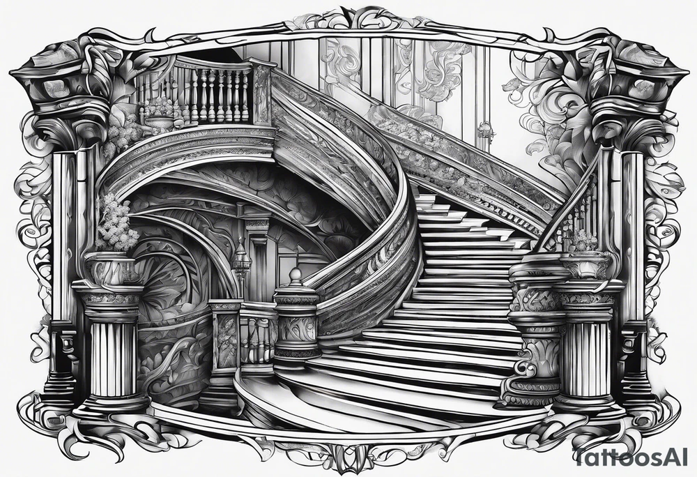 Outline of staircase shape tattoo idea