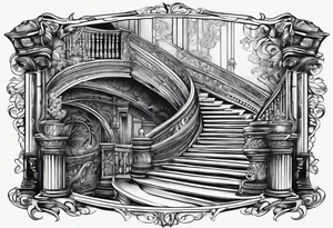 Outline of staircase shape tattoo idea