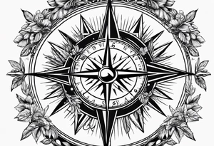 A compass with an Olive wreathe wrapped around it tattoo idea
