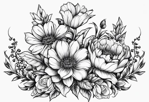 božur flowers mixed with niš fortress tattoo idea