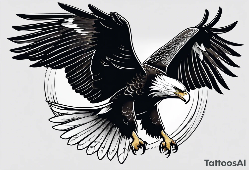 A majestic eagle soaring high in the sky, wings fully spread, capturing the essence of freedom and power tattoo idea