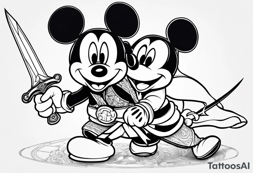 mickey mouse as assassins creed with wrist blade tattoo idea