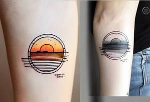 Simple line tattoo of a sunset with the inscription Memento mori
I want to put it on my knee
Without colours tattoo idea