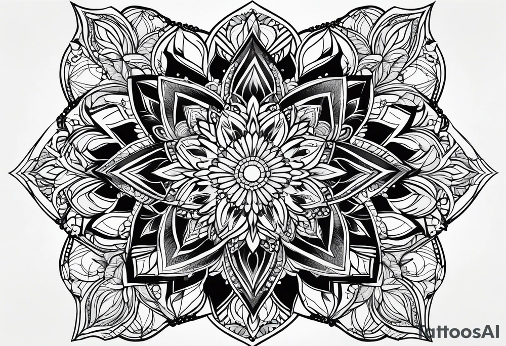 Thick line mandala lace diamond tattoo idea