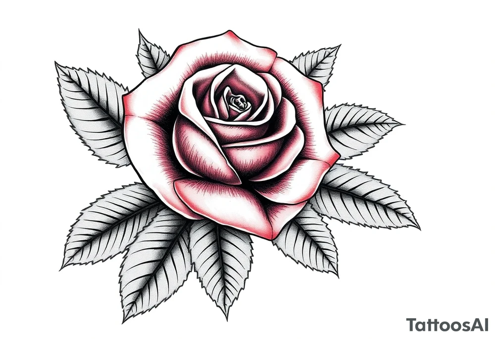 rose with parts of a skull in the leaves tattoo idea