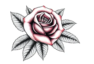 rose with parts of a skull in the leaves tattoo idea