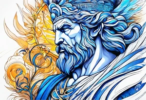 Zeus, blue lightning tattoo idea