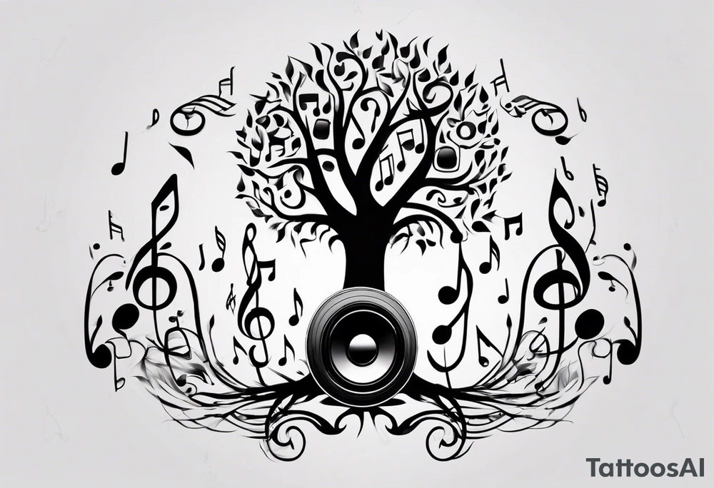 music speaker note tree stave notes tattoo idea