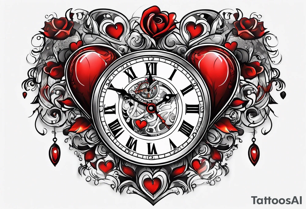Heart with clock hands on 8 and 5 tattoo idea