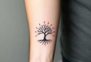 Tree inside of a spiral fibernaci moving sun tattoo idea
