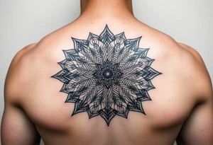 intricate mandala with sacred geometry and cosmic elements tattoo idea