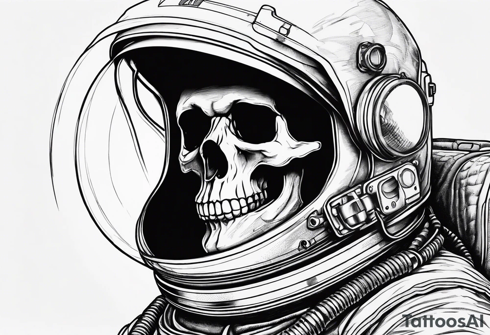Skull in an astronaut helmet tattoo idea