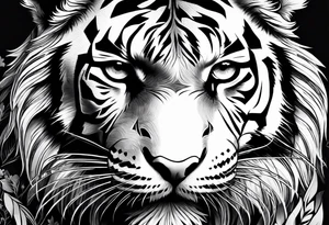 Tiger with owl eyes fighting tattoo idea