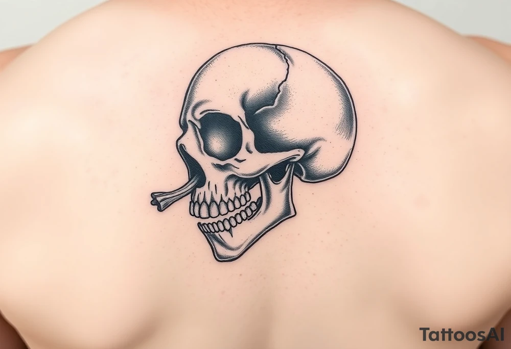 left side of a skull with cordyceps fungus out of its eyes and mouth tattoo idea