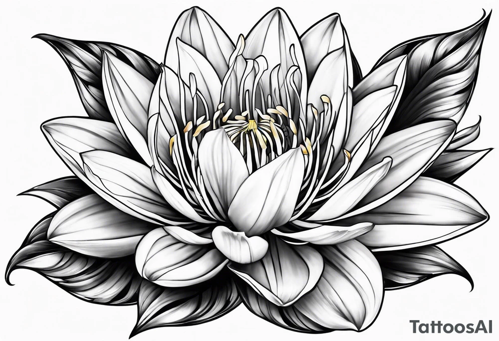 Geometric Fire Lily tattoo idea