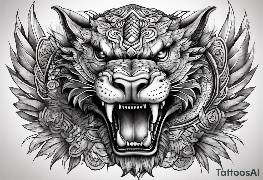 feathered serpent body tattoo idea