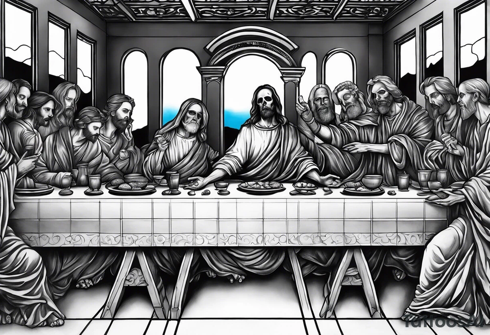 Skeleton last supper tattoo idea