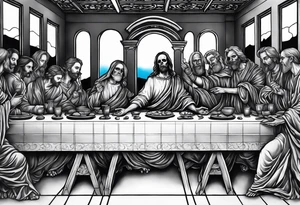 Skeleton last supper tattoo idea
