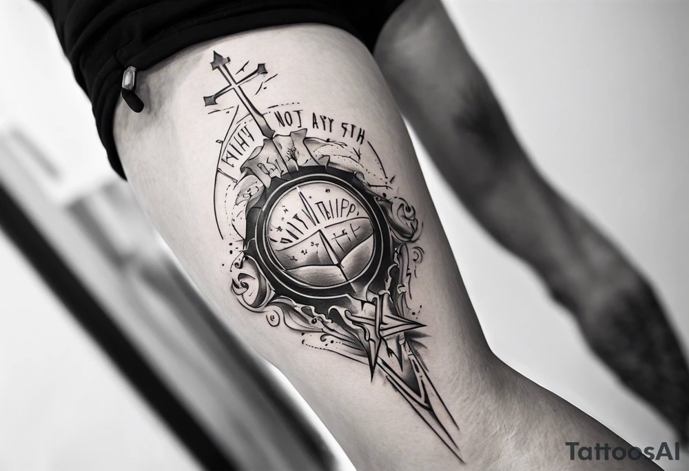 Horizontal inner bicep tattoo. “walk by faith, not by sight” modern tattoo tattoo idea