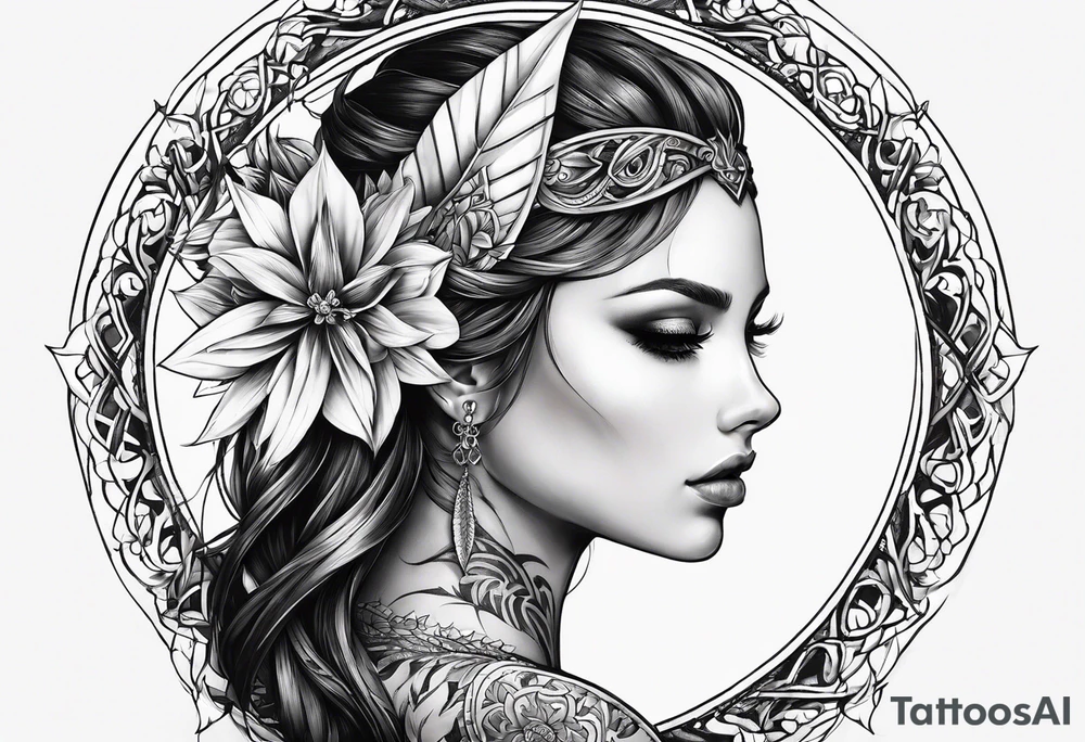 Elfe mit spitzen ohren nd geflochtenen zöpfen tattoo idea
