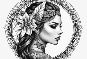 Elfe mit spitzen ohren nd geflochtenen zöpfen tattoo idea