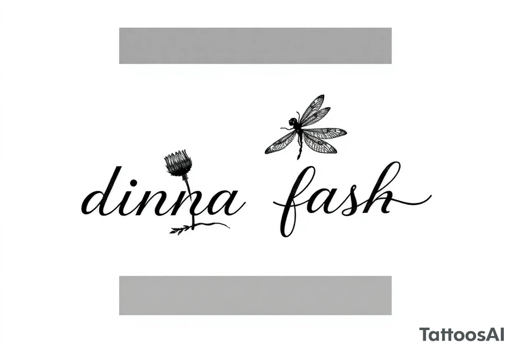 minimaliste simple thistle with dragonfly text : dinna fash
For hans tattoo idea