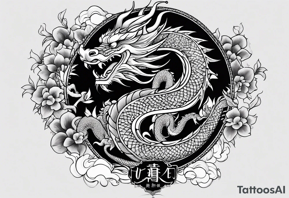 give me an asian gangster style tattoo with a dragon for my back tattoo idea