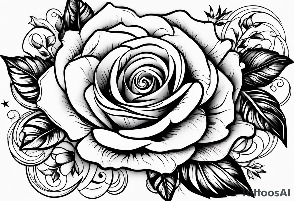 Rose, Virgo, stars, perfectly imperfect tattoo idea