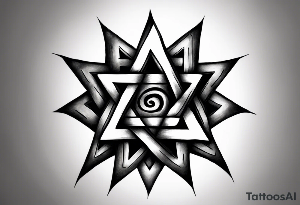 Generate a small 3”x3” tattoo with a rough metal tarnished Star of David using black & grey ultra realism tattoo style that looks as if it was woven into the muscles of the of the left peck. With the words “Pain is Power. Use it to help heal the world” inscribed on the Start of David like it was chiseled into the steel leaving it looking clean cut and gleaming tattoo idea