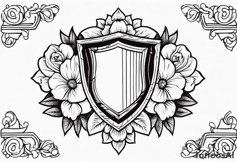 shield

old school vintage simple traditional design with vintage flowers surrounding
bold color simple tattoo idea