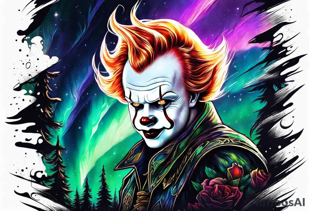 Northern lights with pennywise tattoo idea