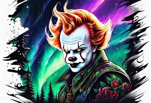 Northern lights with pennywise tattoo idea