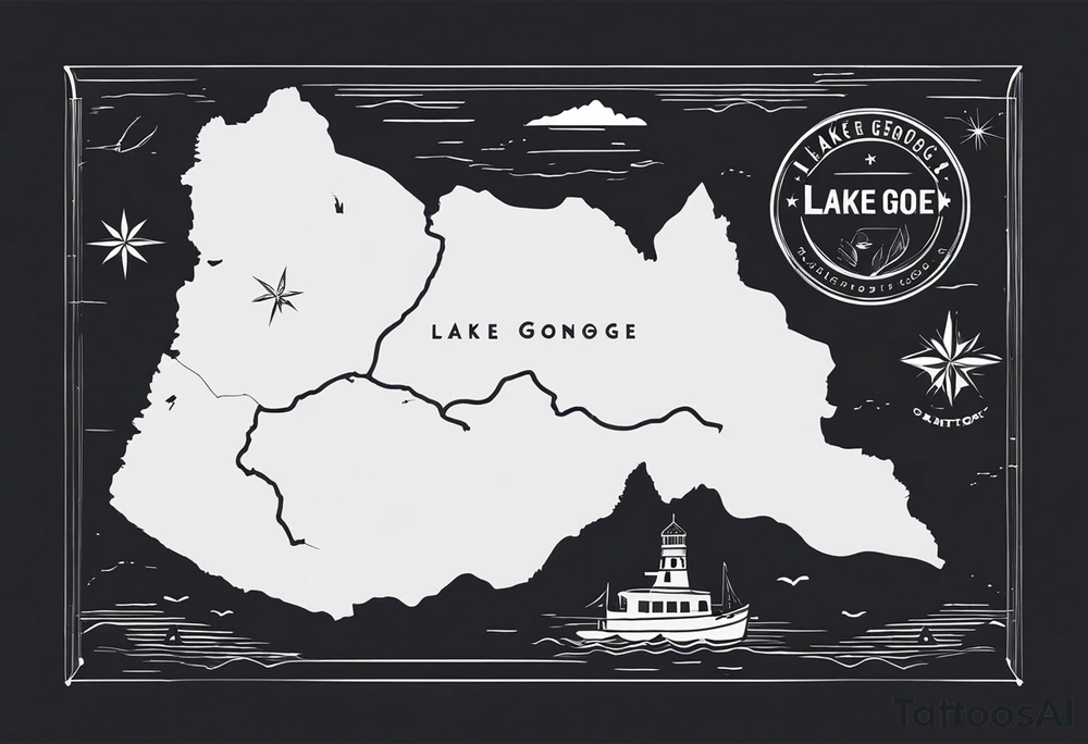 map of Lake George, NY with small hashmarks filling it throughout tattoo idea