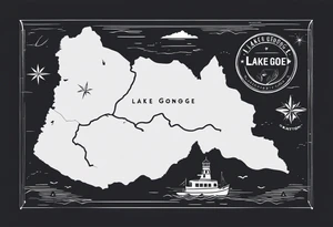 map of Lake George, NY with small hashmarks filling it throughout tattoo idea