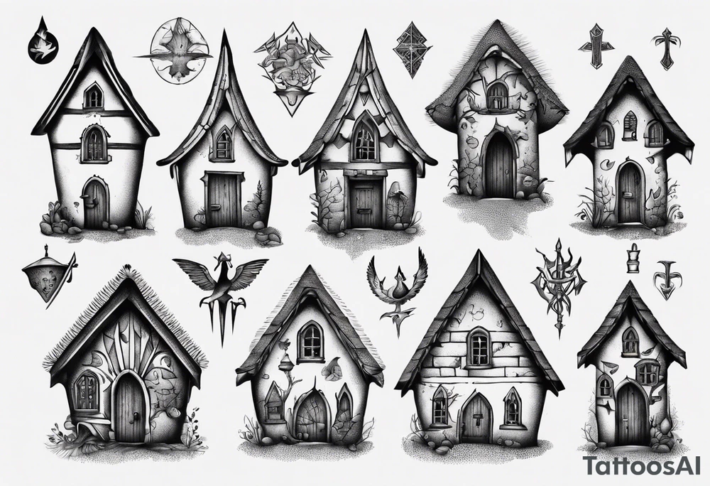 Medieval scandanavian house tattoo idea